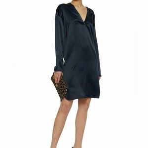 Vince Black Silk Shift Dress Long Sleeve Minimalist Work Cocktail NWT